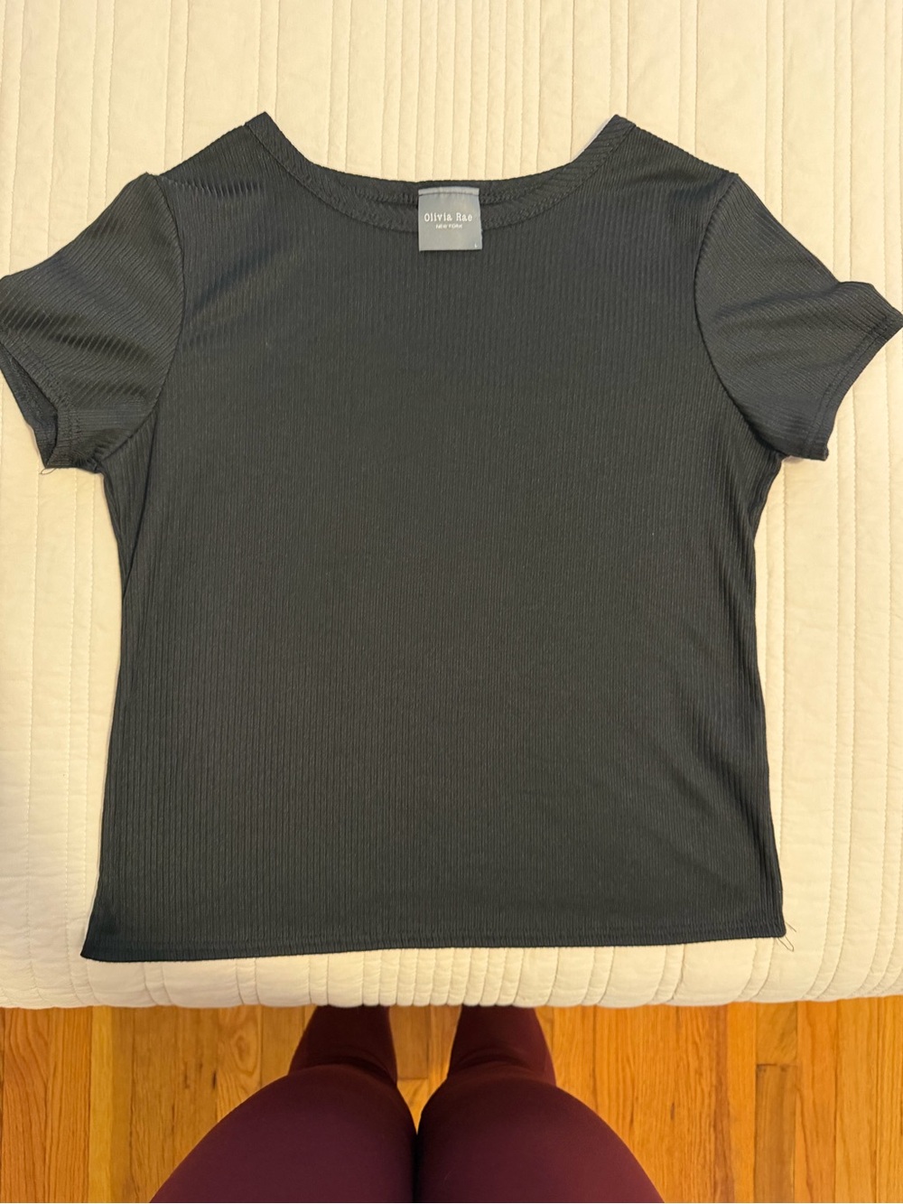 Olivia Rae Black Ribbed Crewneck Short-Sleeve Top